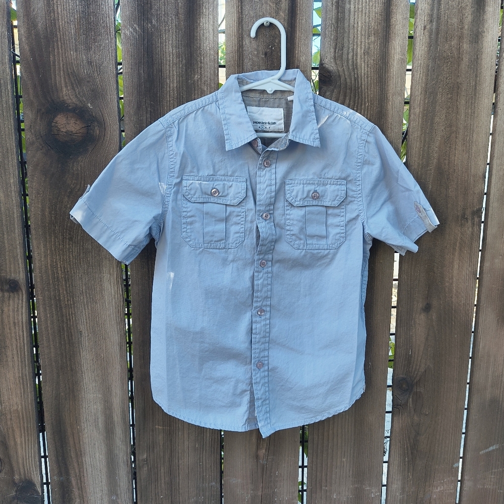 PAPER DENIM & CLOTH | Boys Blue Short Sleeve Button Down Shirt 5